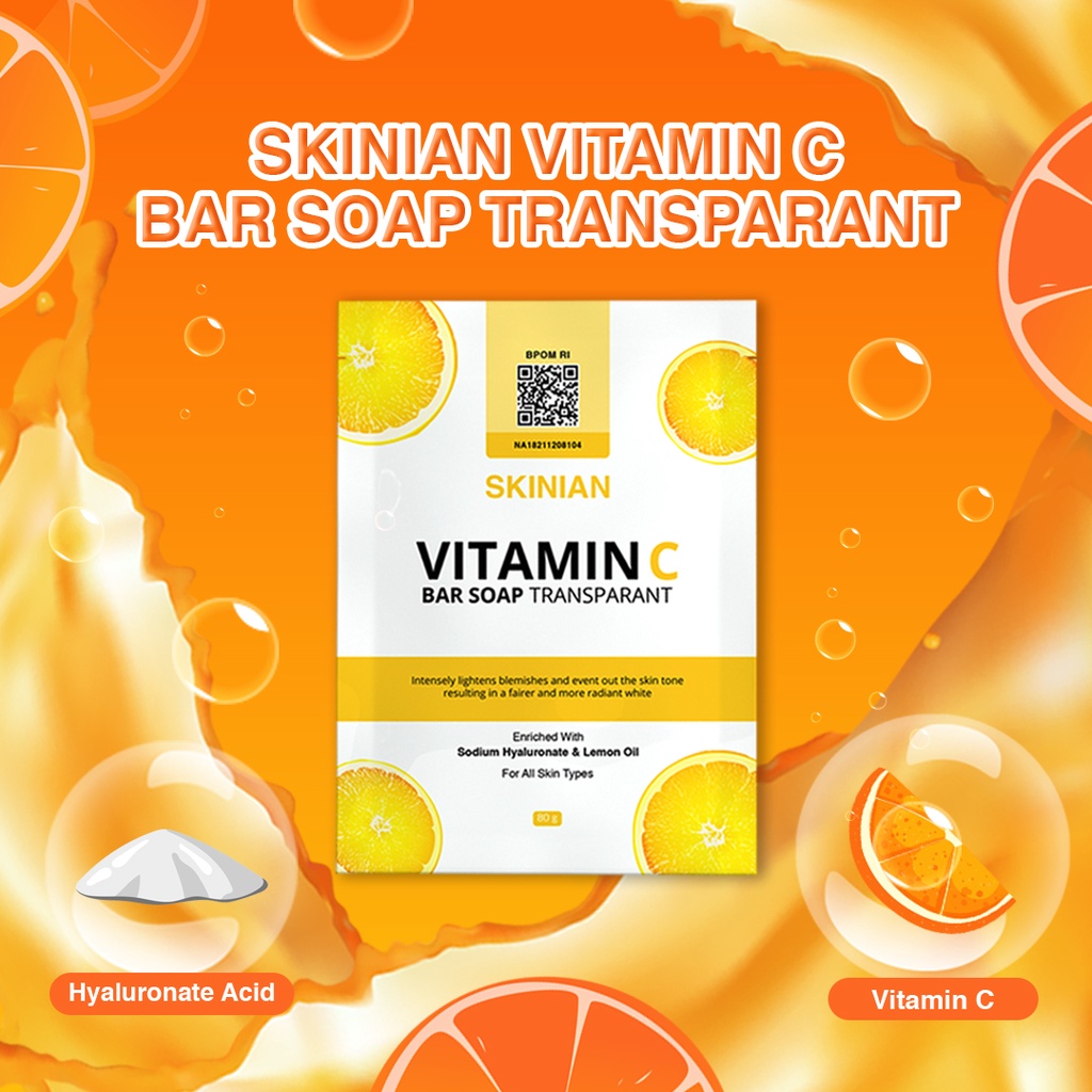 Sabun Skinian Vitamin C Bar Soap Pencerah Kulit Muka Sabun Pengencang Wajah Penghilang Bekas Luka Di Wajah Penghilang Kerutan Wajah Kerutan Bawah Mata Sabun Untuk Kulit Belang Penghilang Flek Hitam Di Wajah Ampuh BPOM Sabun Batang Pitamin C Sabun Kolagen