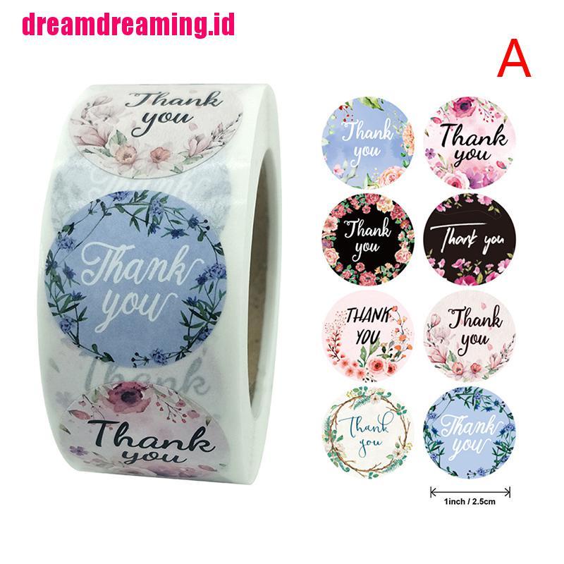 500pcs / roll Stiker Segel Tulisan Thank You