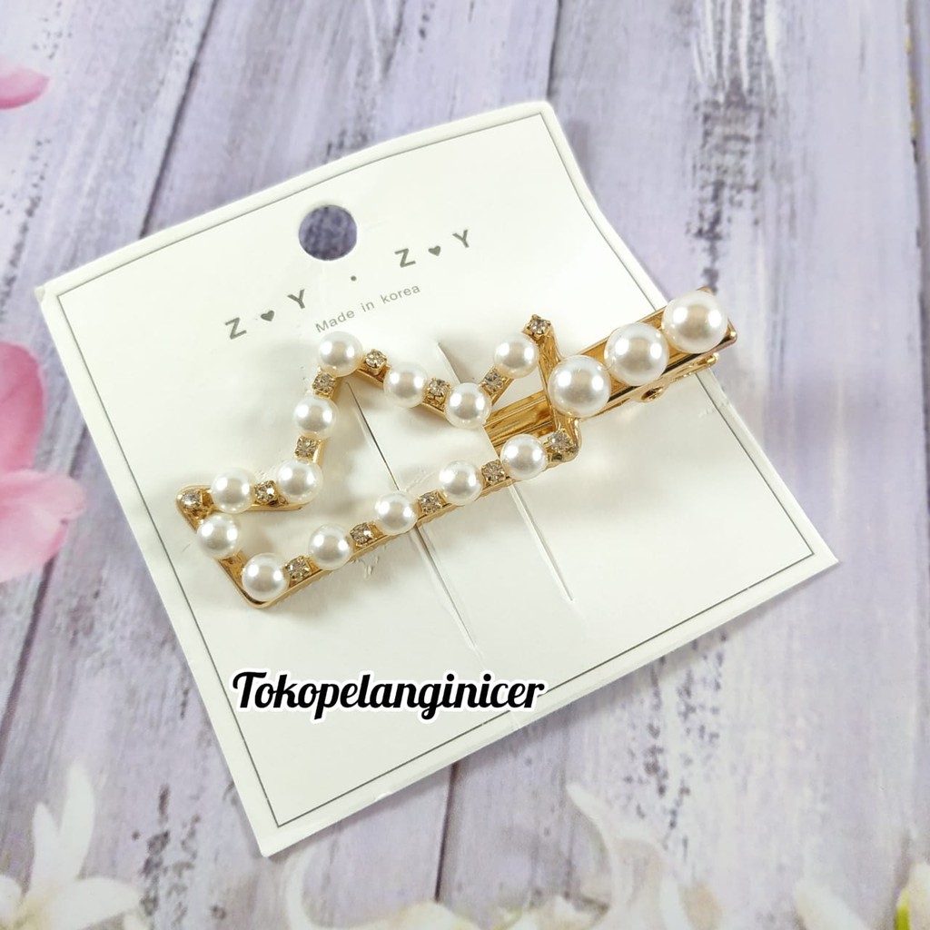 Klip Rambut Jepit Rambut Pearl Hair Clip PREMIUM Model Mahkota susun Tokopelanginicer