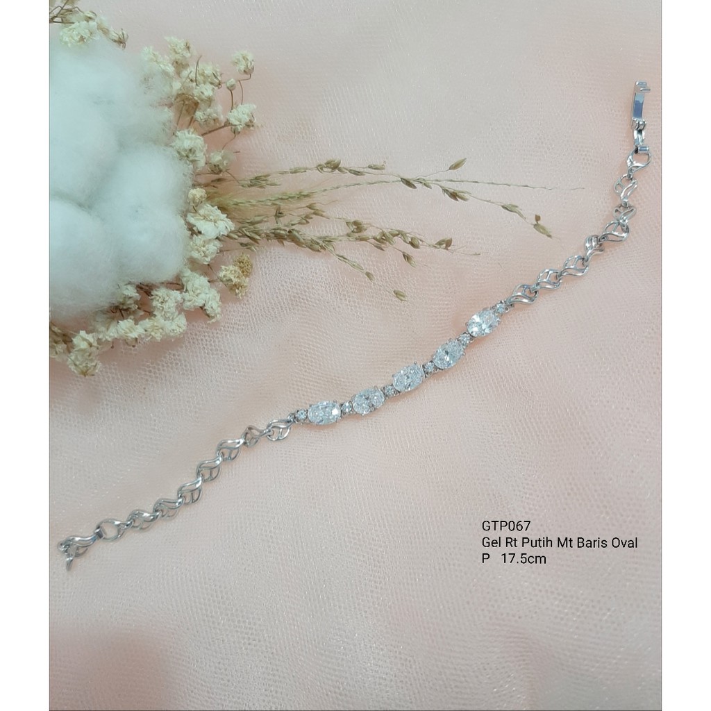 Gelang Rantai Putih Xuping Mt Baris Oval GTP067