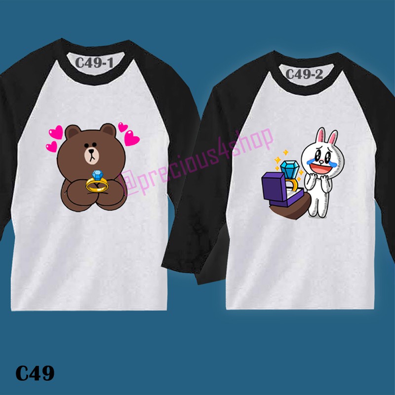 LINE Brown & Cony Wedding Proposal Idea | Kaos Couple | Family T-Shirt