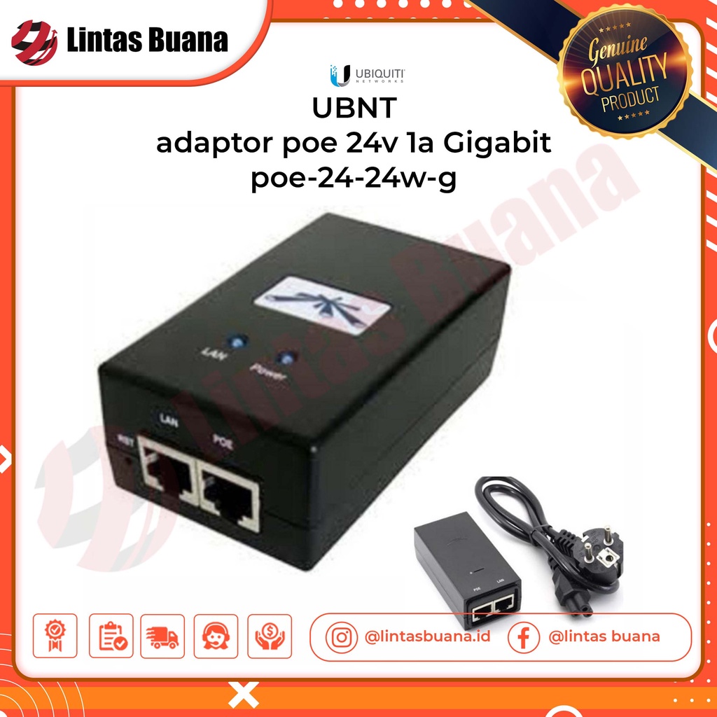 Ubiquiti UBNT adaptor poe 24v 1a Gigabit - poe-24-24w-g