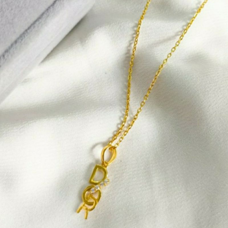 Kalung Tali Rantai wanita fancy Liontin Bola etnik Perhiasan Emas asli