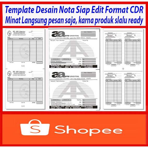 ( BISA COD / BAYAR DITEMPAT ) DVD Template Desain Nota Siap Edit Format CorelDraw