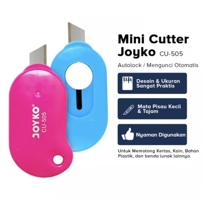 

Cutter Mini Joyko Pisau Tajam Alat Potong Pemotong Kertas Cutter Kecil Lucu