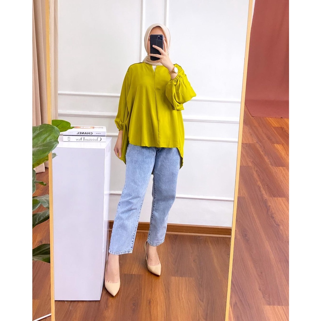 VALUNA BLOUSE POLOS KERAH V / BLOUSE RAYON PREMIUM / BLOUSE POLOS JUMBO / ATASAN BAJU WANITA / BAJU 