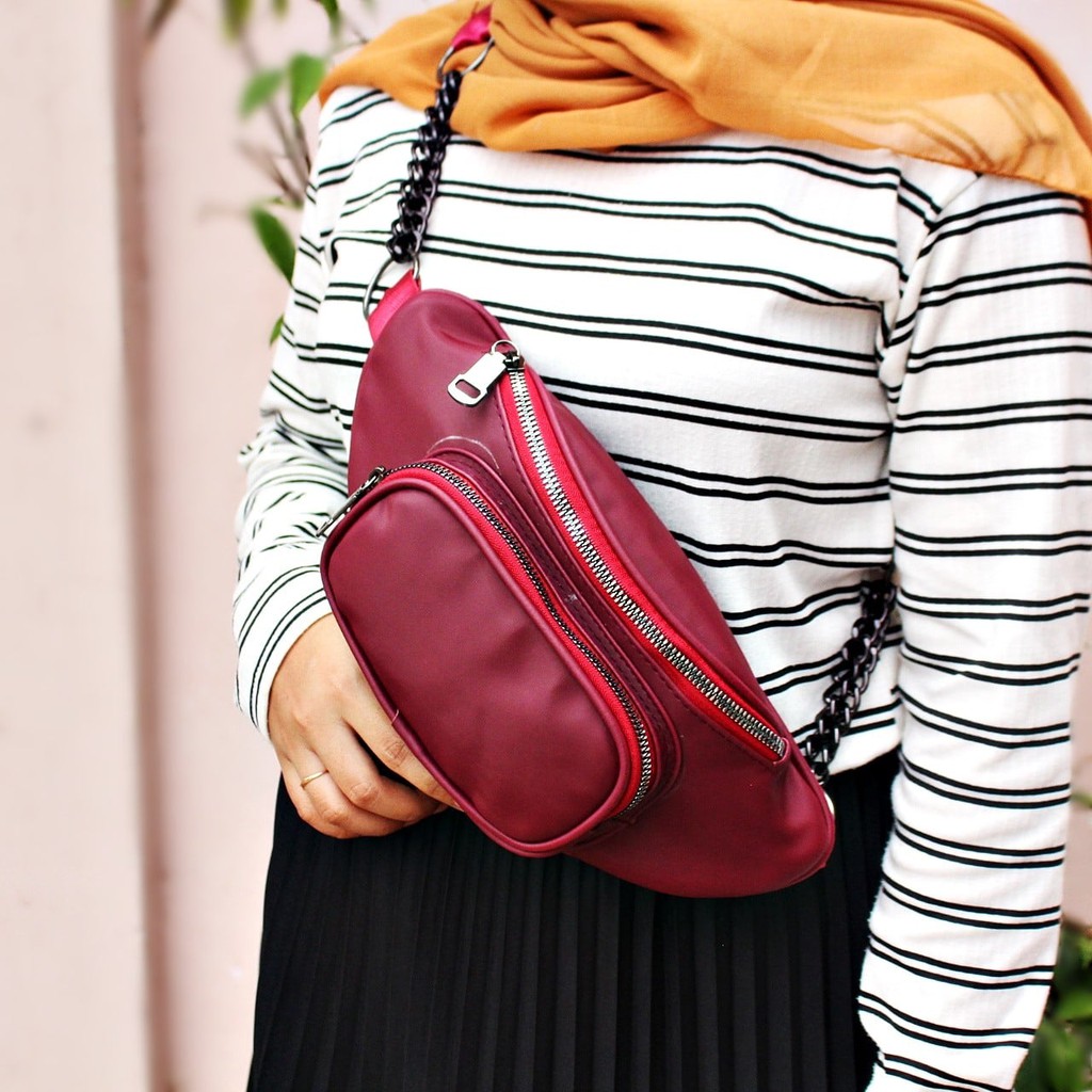 Fashion Waistbag FJ001378 Tas Pinggang wanita Res 2 kantong depan