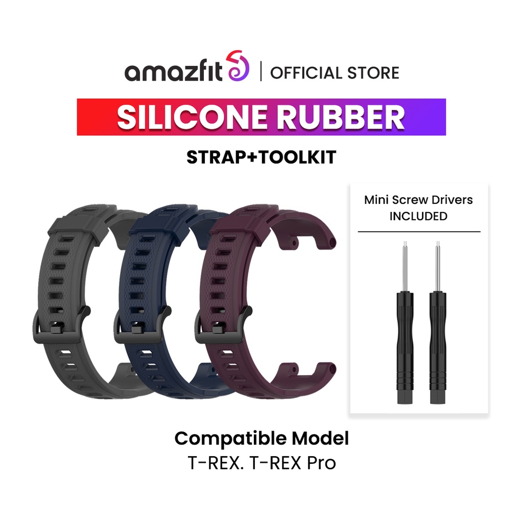 New Silicone Rubber Strap + Toolkit For AMAZFIT Watch T-Rex/Amazfit T-Rex Pro Strap Smartwatch