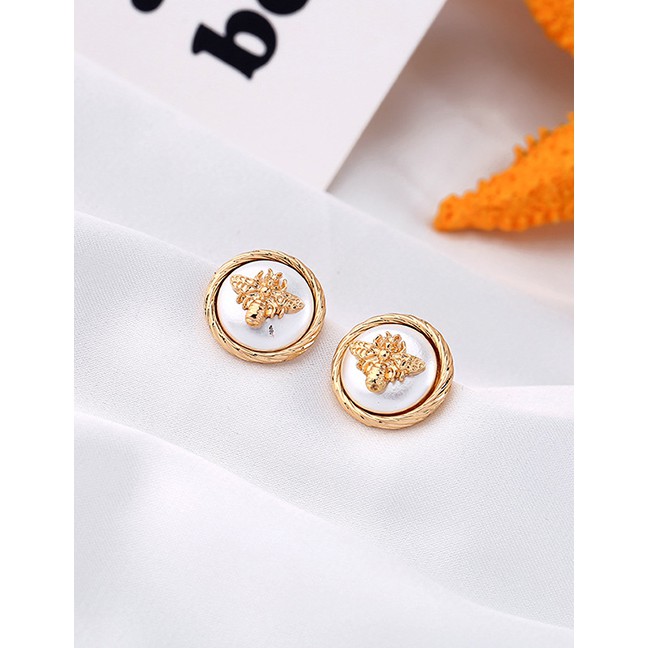 LRC Anting Tusuk Fashion White 925 Silver Needle Alloy Bee Earrings D03322