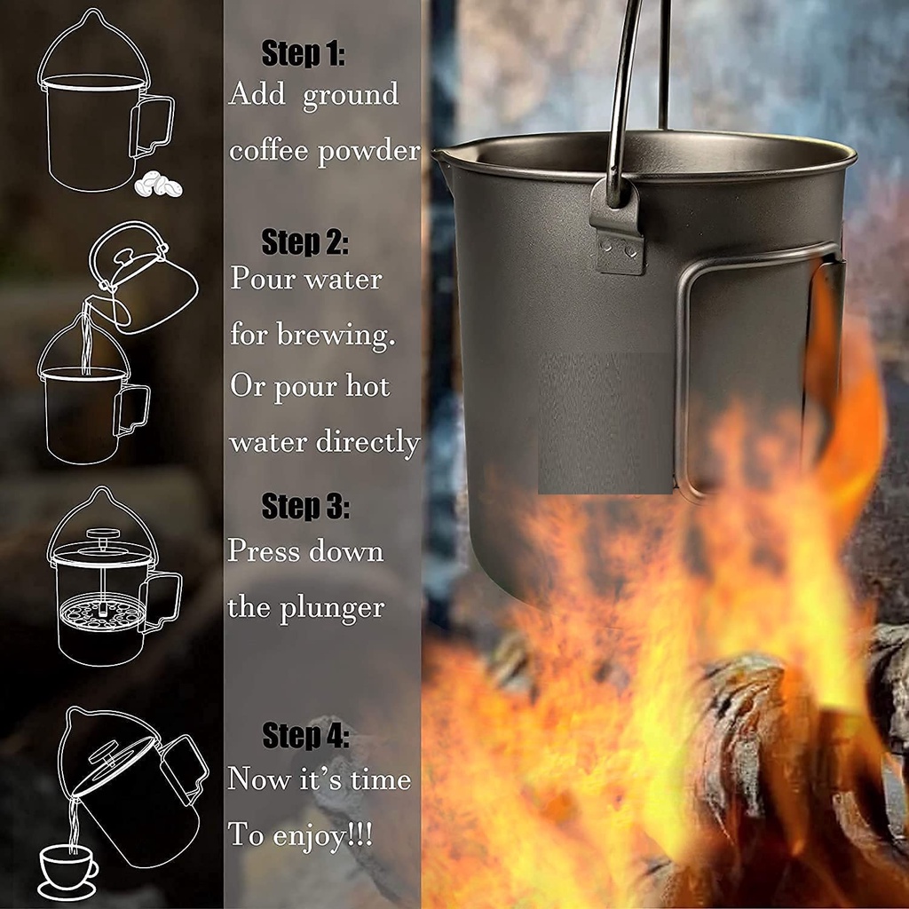 Titanium Camping Coffee Pot - Gelas Camping Multifungsi Titanium 750ml