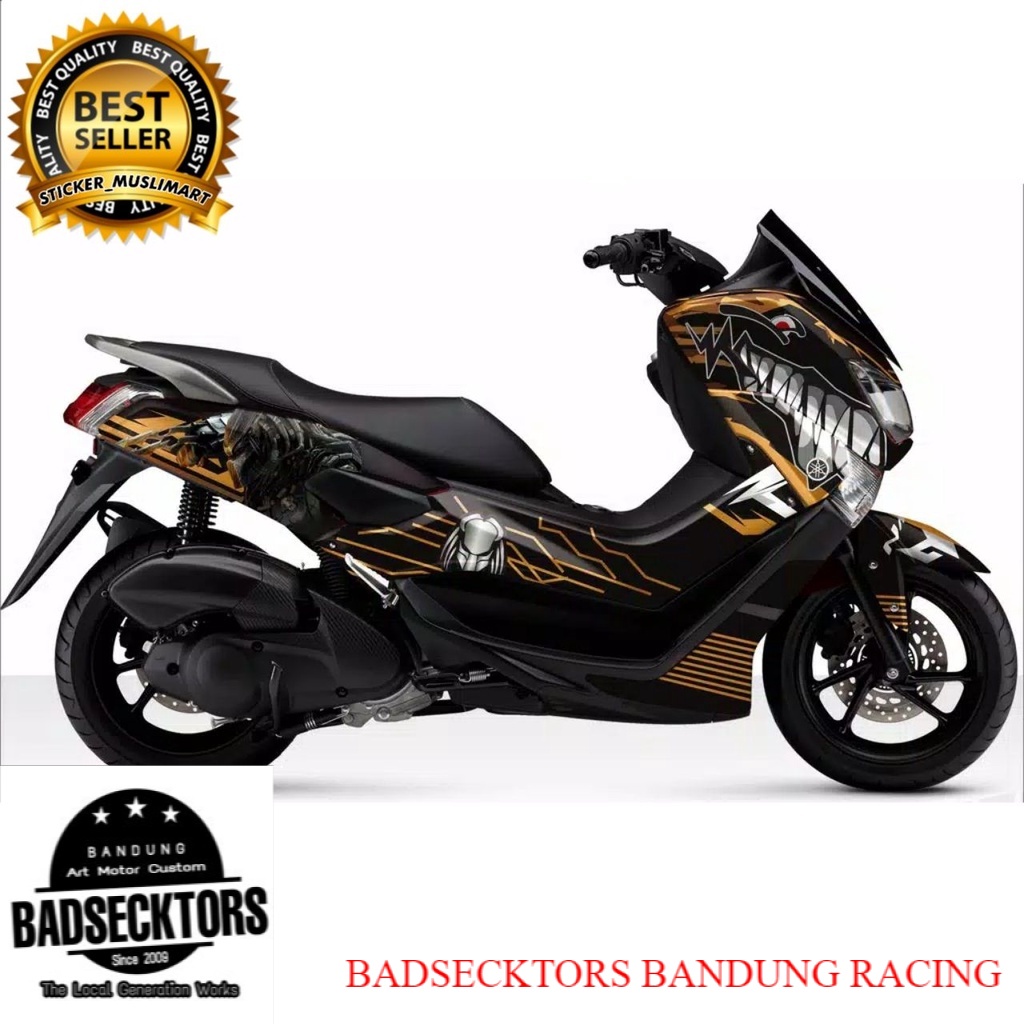 Decal Motor Nmax Hitam sharks gold keren