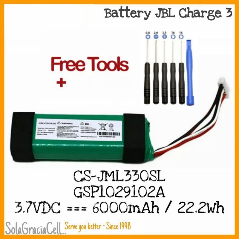 Batre / Baterai / Battery Original Replacement Bluetooth Speaker JBL Charge 3 - GSP1029102A (CS-JML330SL)