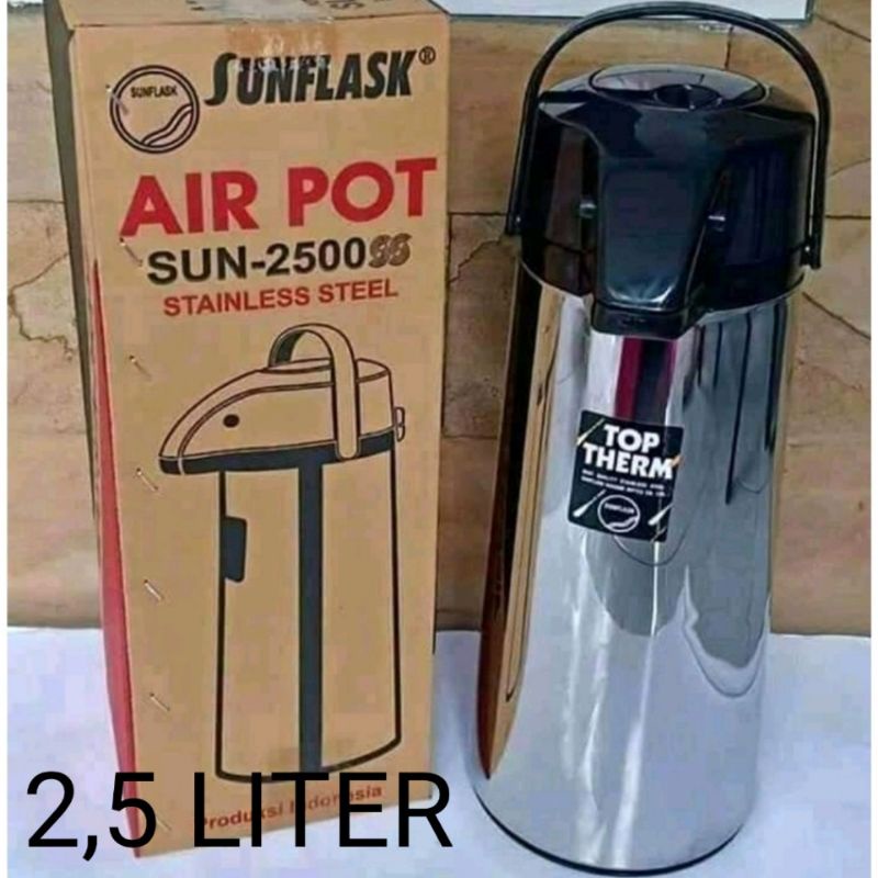 TERMOS AIR PANAS POMPA STAINLESS/TERMOS PENCET STAINLESS SUNFLASK 2,5 LITER