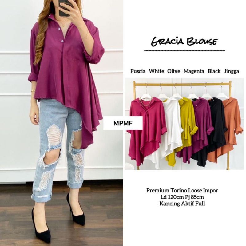 GRACIA BLOUSE BY MPMF ATASAN WANITA TORINO LOOSE IMPORT