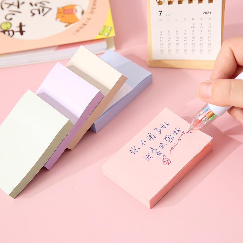 100 Lembar Sticky Notes Bentuk Persegi Panjang Warna Polos Untuk Pelajar