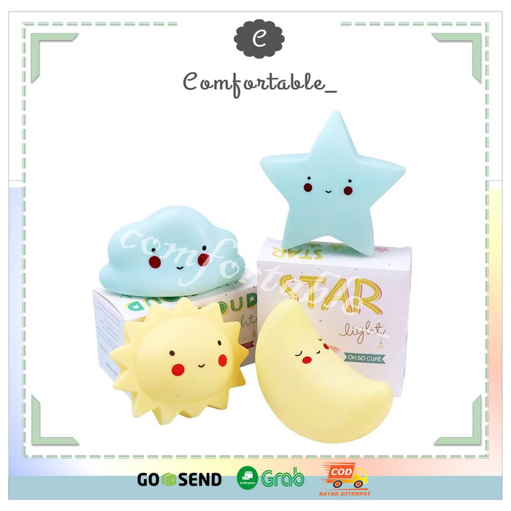 LAMPU TIDUR LED KARAKTER BULAN BINTANG AWAN UNICORN IMPORT