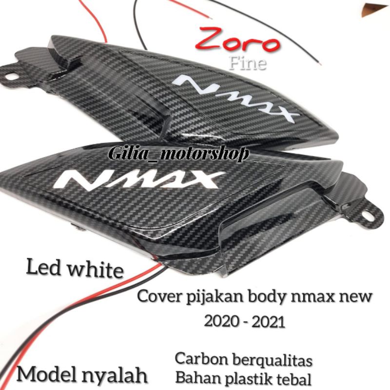 Cover Pijakan Body LED Nyala Nmax New Carbon Yamaha Nmax New 2020 - 2021 Tutup Pijakan Body LED Nmax