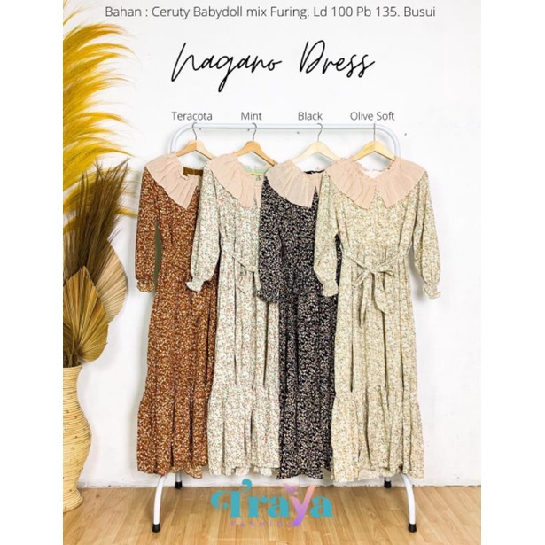Nagano Dress Maxy Gamis Motif Bunga Ld 110 Jumbo Fit XXL By Traya
