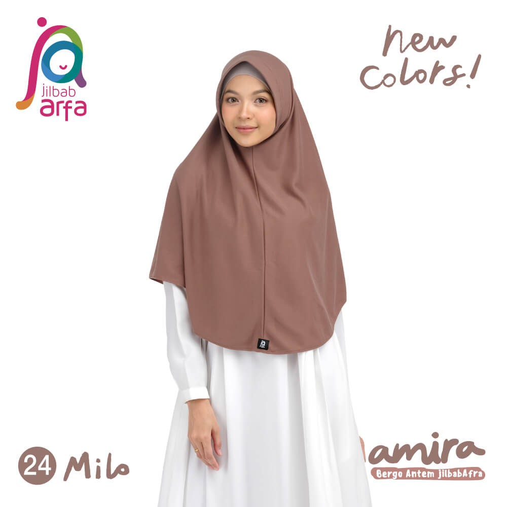 Jilbab Amira Milo - Bergo Pet Antem - Jilbab Afra - Hijab Instan Bahan Kaos, Adem &amp; Lembut