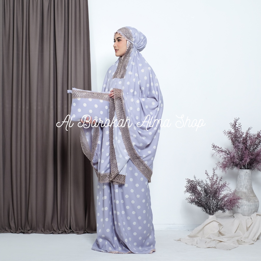 Mukena Dewasa Shakilla Printing Polkadot Jumbo Al Barokah Alma