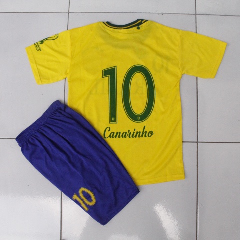 SETELAN BAJU BOLA BRAZIL/SETELAN BOLA ANAK NEGARA BRAZIL TERBARU