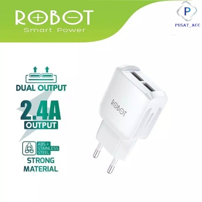 Robot Adapter Charger Dual USB Port RT-K6 Fast Charging 2.4 A