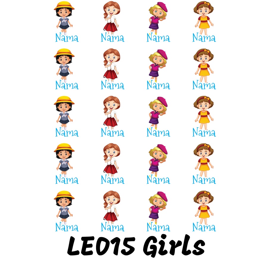 

Sticker Nama Cutting Label Waterproof Tahan Air Girls Play 15 (LE015)