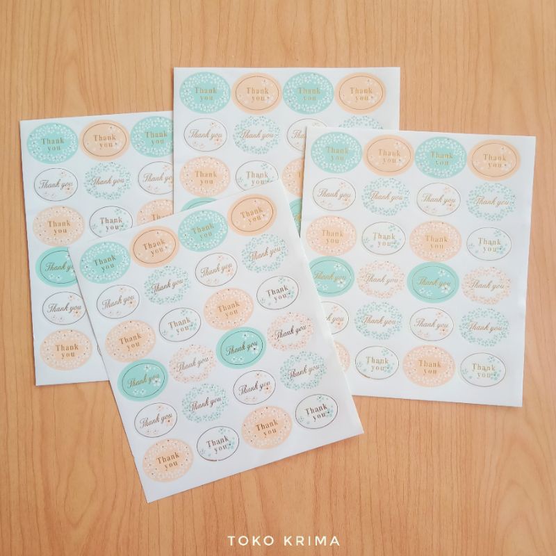 

Stiker Sticker Label Thank You Warna Pastel