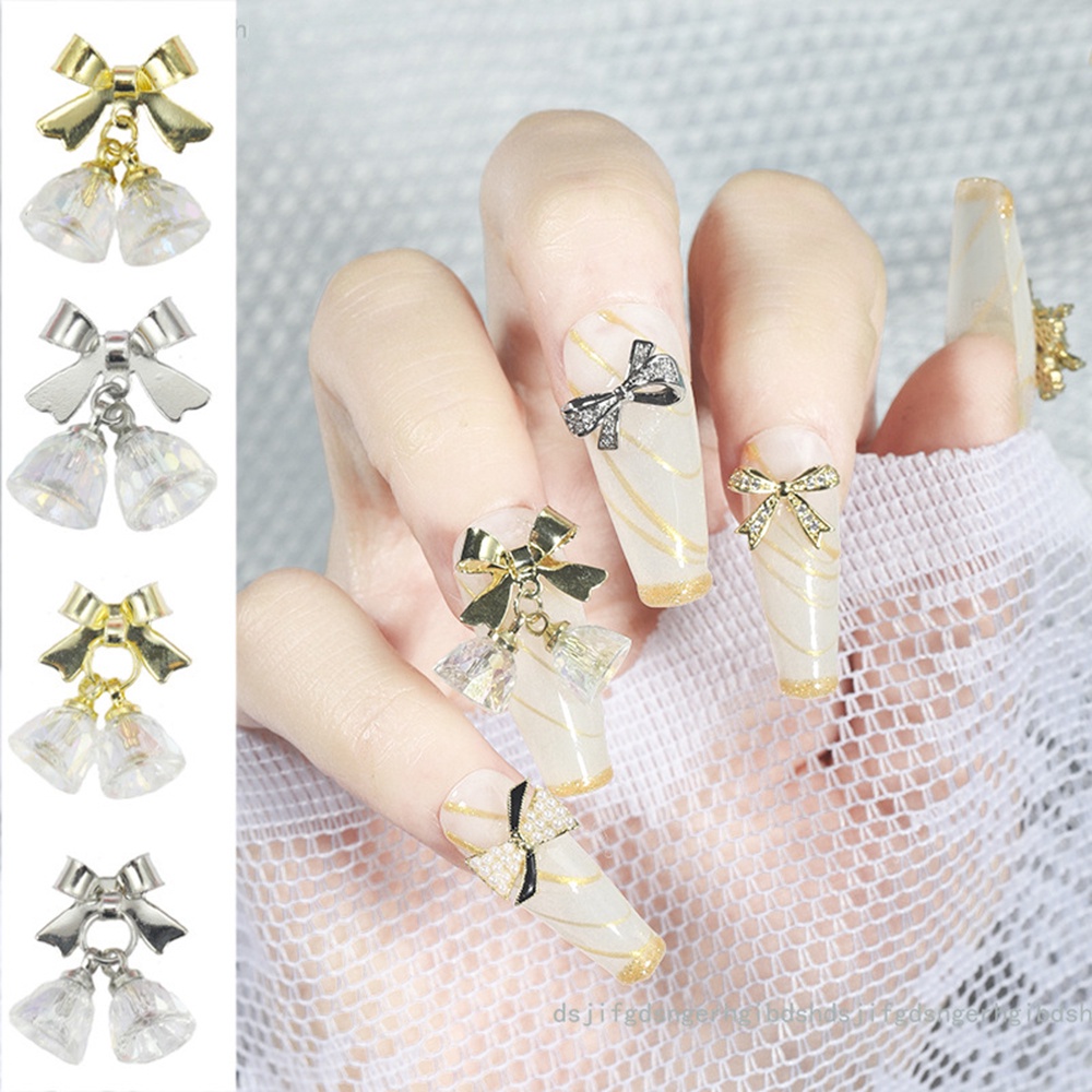 1pc Ornamen Pita Natal Warna Goldsilver Untuk Dekorasi Nail Art