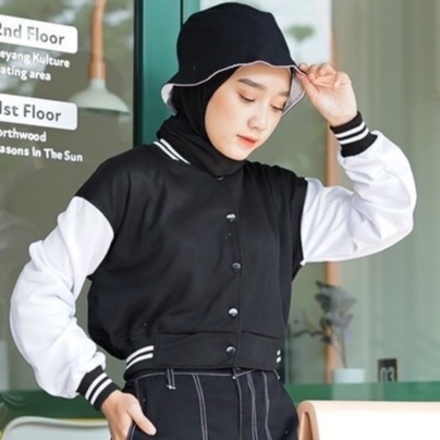 Pro - Crop Baseball Jaket - Jaket Crop Baseball Wanita