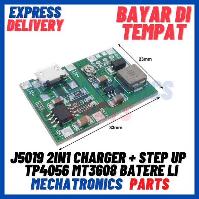 [PSU-9033] J5019 2IN1 CHARGER + STEP UP ADJUSTABLE TP4056 MT3608 BATERE LI