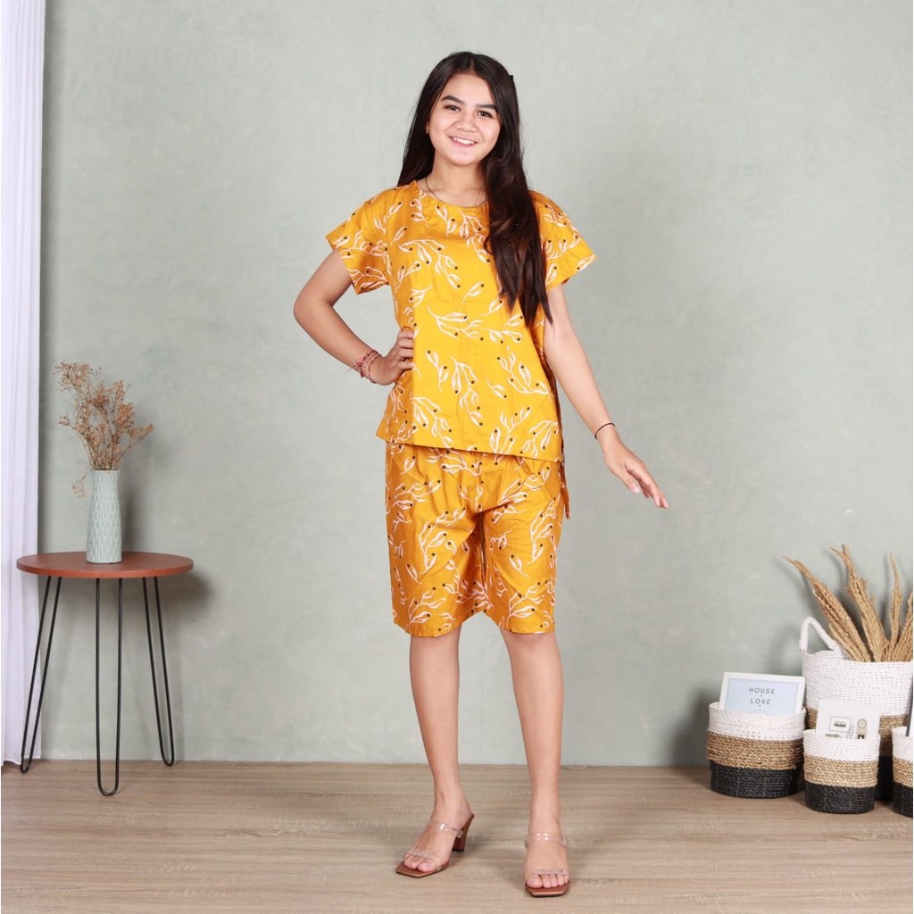 Piyama Pendek Clasic Rayon Super 03-KUNING RANTY