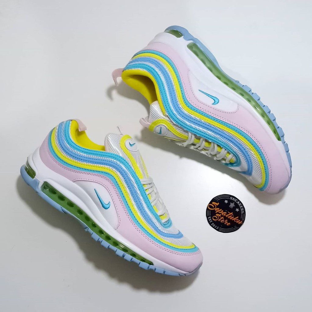 nike air max 97 pink blue and yellow