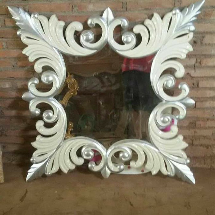 pigura cermin hias majapahit cat silver