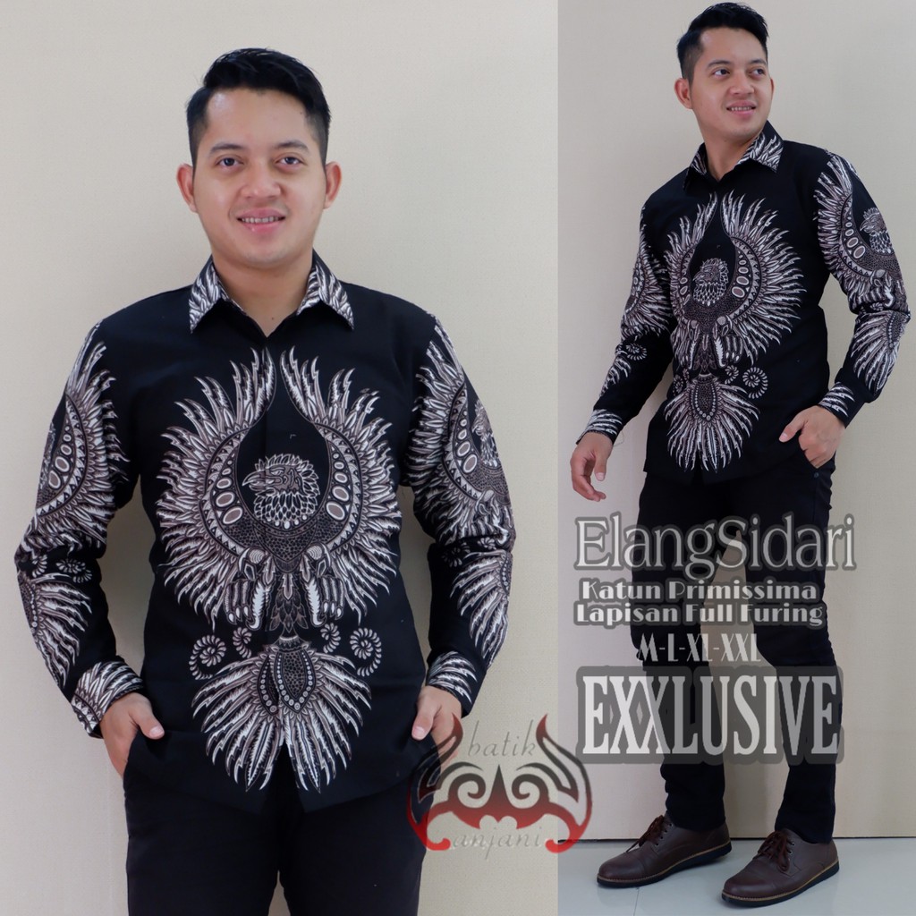 ELANG SIDARI Kemeja Batik Pria Full Furing Bahan Katun Primisima