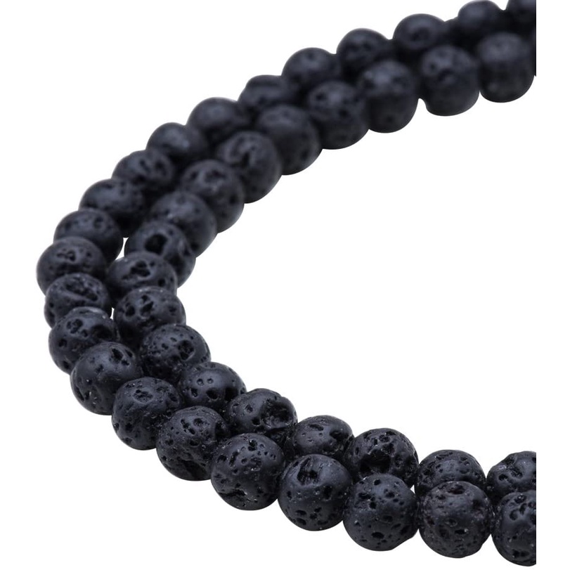 64 Pcs 6Mm Natural Black Lava Stone Rock Gemstone Gem Round Loose Beads