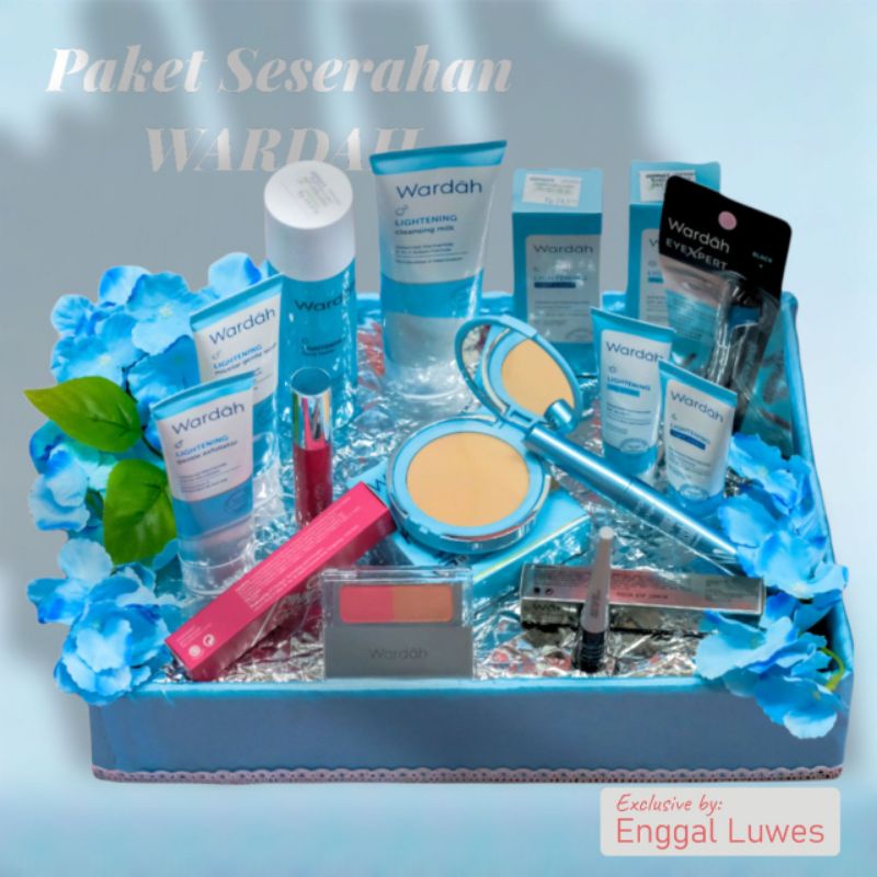 PAKET SESERAHAN WARDAH MAK UP/ HANTARAN WARDAH LIGHTENING MAKE UP 12 ITEM FREE BOX/WARDAH PAKET SESE