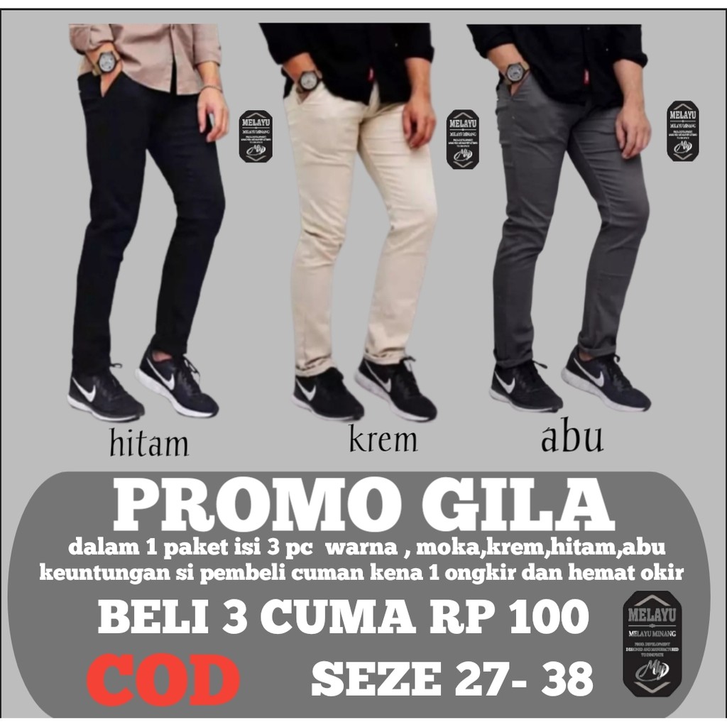 PROMO ISI 4 PC CELANA BAHAN | KERJA | CHINOS KANTOR | PANJANG | HITAM | DASAR PRIA SLIMFIT COD_