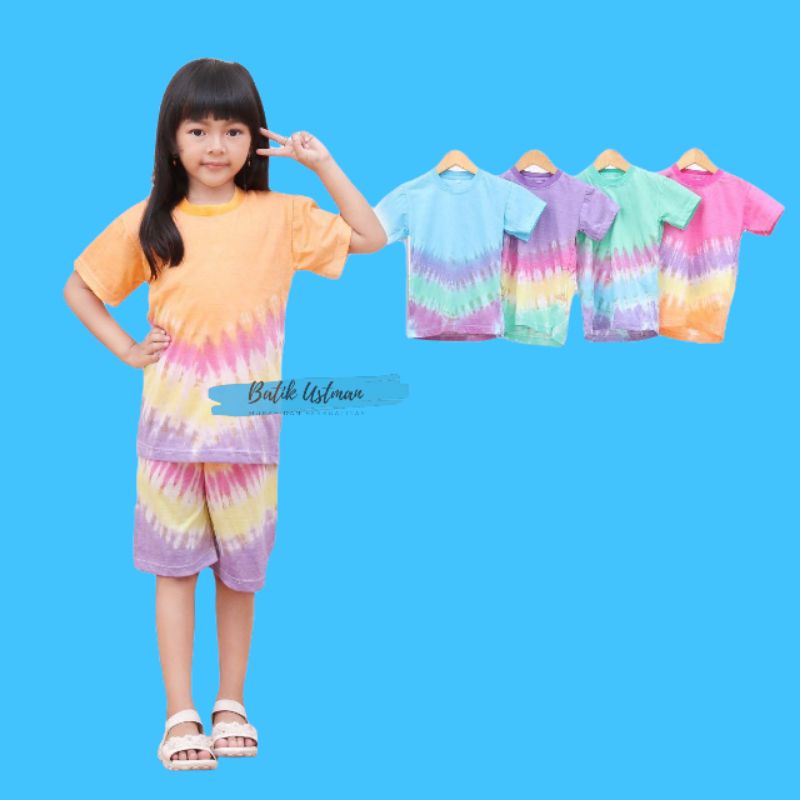 Setelan Baju Pelangi Anak Perempuan Umur 1-10 Tahun Kaos Main Harian Anak Cewek