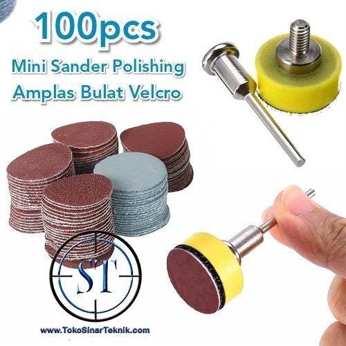 Mini Sander Disc 1inch 25mm 100pcs Amplas Gosok Velcro Mini Grinder Polishing