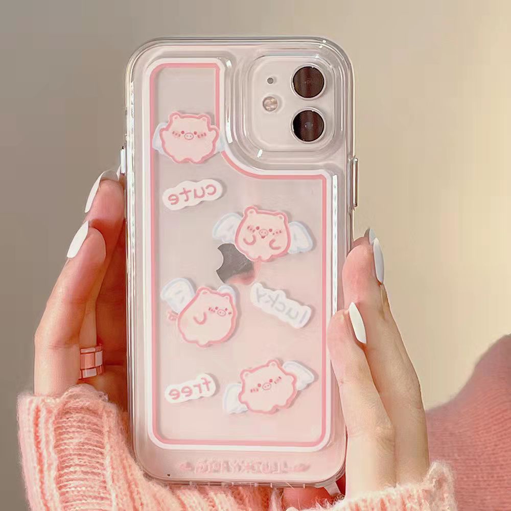 Case Pelindung Bahan Akrilik Transparan Motif Babi Untuk iPhone 13 Pro 13prm 11 7Plus 8Plus Xr XS 13 12 Pro Max