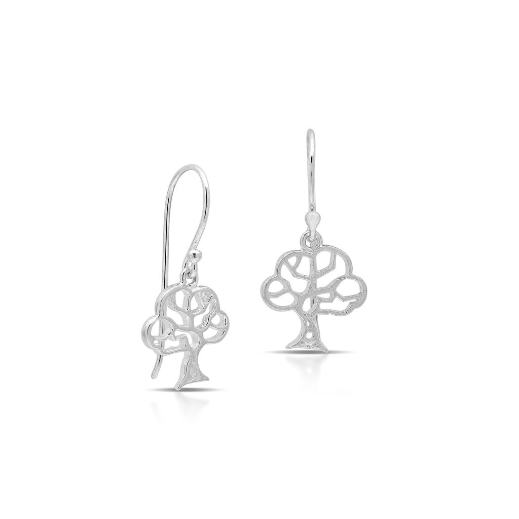 Tree Silhouette Silver Earrings | Anting Sterling Silver 925