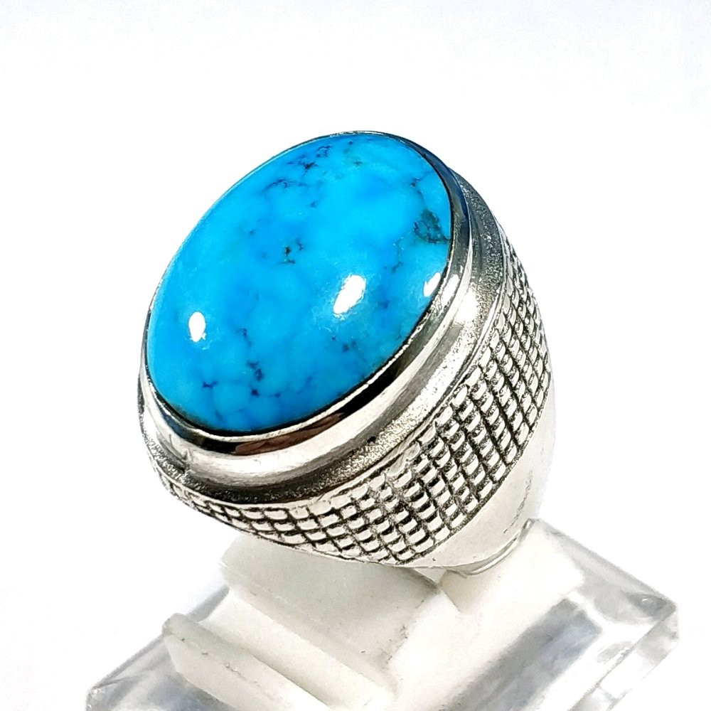 CINCIN BATU AKIK NATURAL PIRUS BIRU TIBET POLOS BODYGLASS