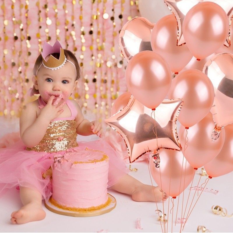 Balon Latex Rose Gold Party Decor Confetti Untuk Pernikahan Hati Bintang Huruf Balon Foil Pesta Ulang Tahun Foil Baloons Baby Shower Acara Anniversary Rose Gold