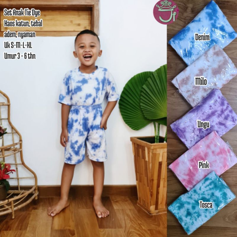 Stelan Anak pendek TIE DYE usia ±3-6th //JF209