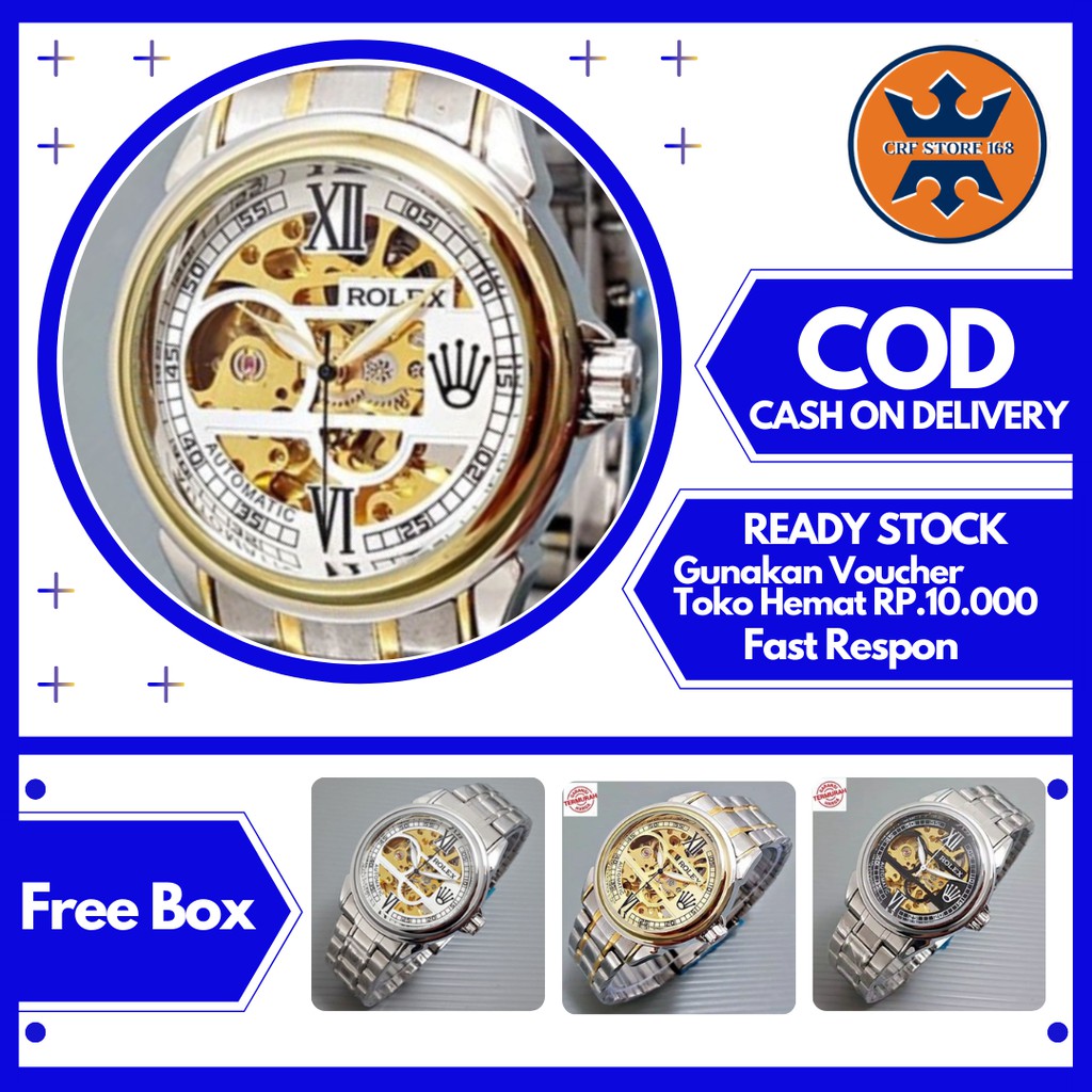 Jam Tangan Fashion Pria Cowok Rantai Rolex Analog Quartz Anti Air Terbaru Automatic Original S06