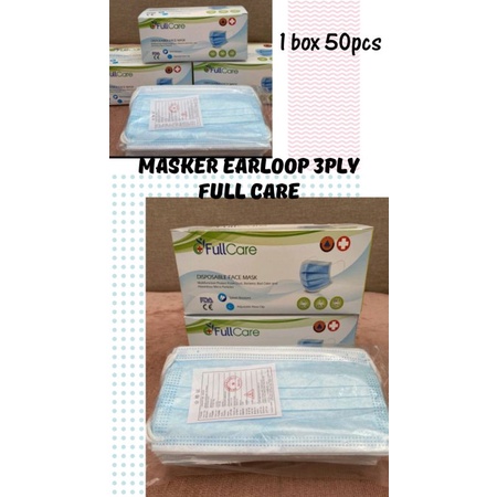 Masker Earloop Full Care 3PLY /Masker isi 50pcs/Masker Full Carw/Masker Earloop