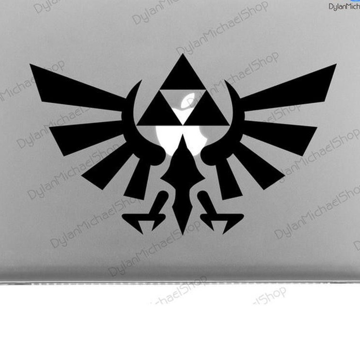 Unik Garskin laptop Stiker Legend of Zelda Tri Force Crest Sticker - Hitam Berkualitas
