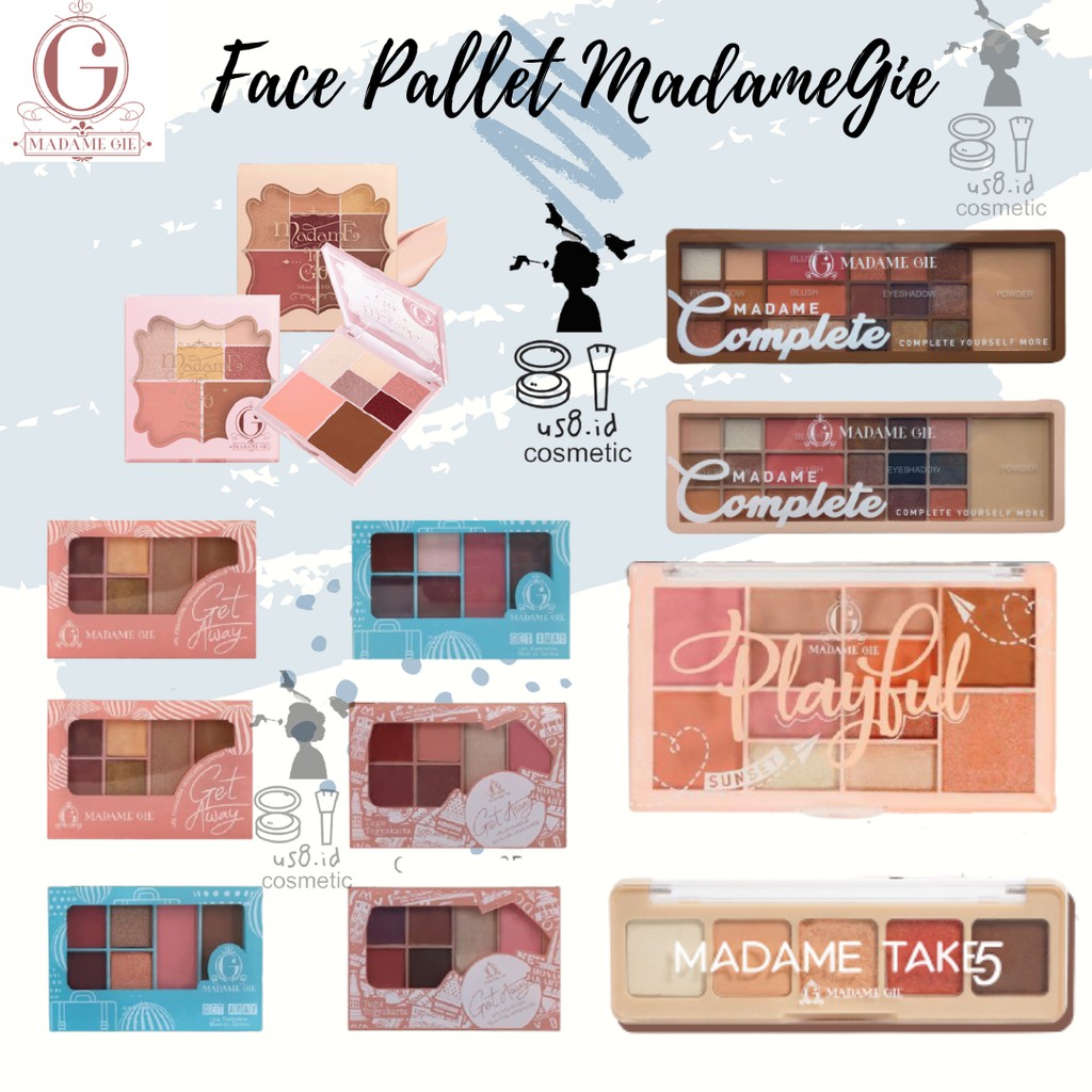 Madame Gie Madame To Go - Face Pallete/ EYESHADOW PALETTE KECIL - madame gie get away || Complete