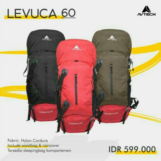 Carrier avtech levuca 60L include waist bag include cover bag